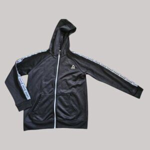 * REEBOK Black Fleece Lined Hooded Zip Front Jacket Boys Size 14-16